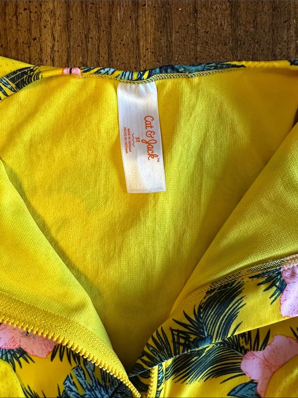 CAT & JACK | Girls' Yellow Tropical Zip-Front One-Piece Swimsuit Size 5T